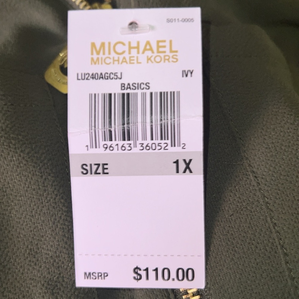 MICHAEL KORS NWT LONG SLEEVE SEE THROUGH FOREST GREEN BLOUSE GOLD BUTTONS - Picture 6 of 6